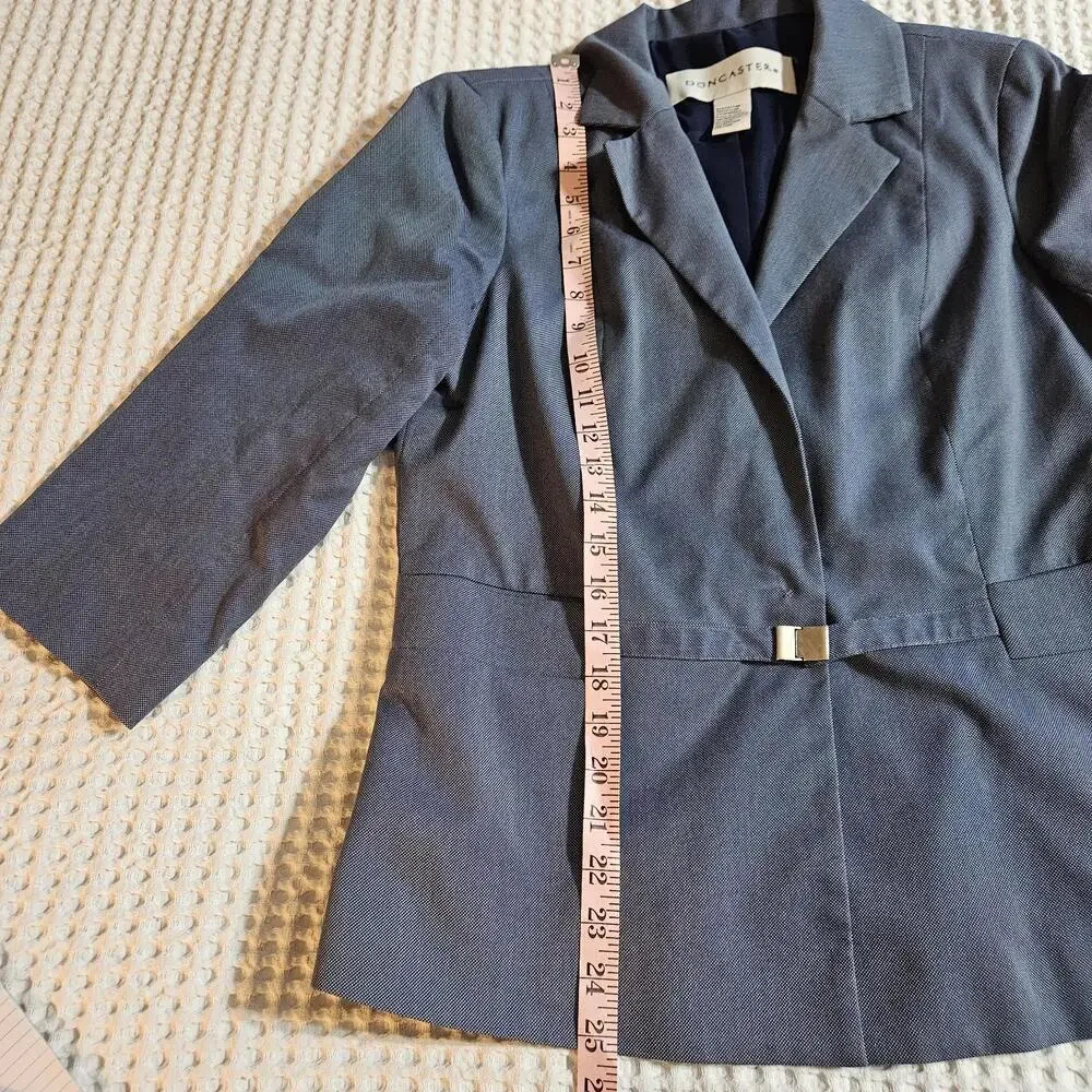 Doncaster Women's Blue 2 Pc Sz 10 Blazer & Sz 10P Pants Suit Business Career Set - Picture 3 of 16